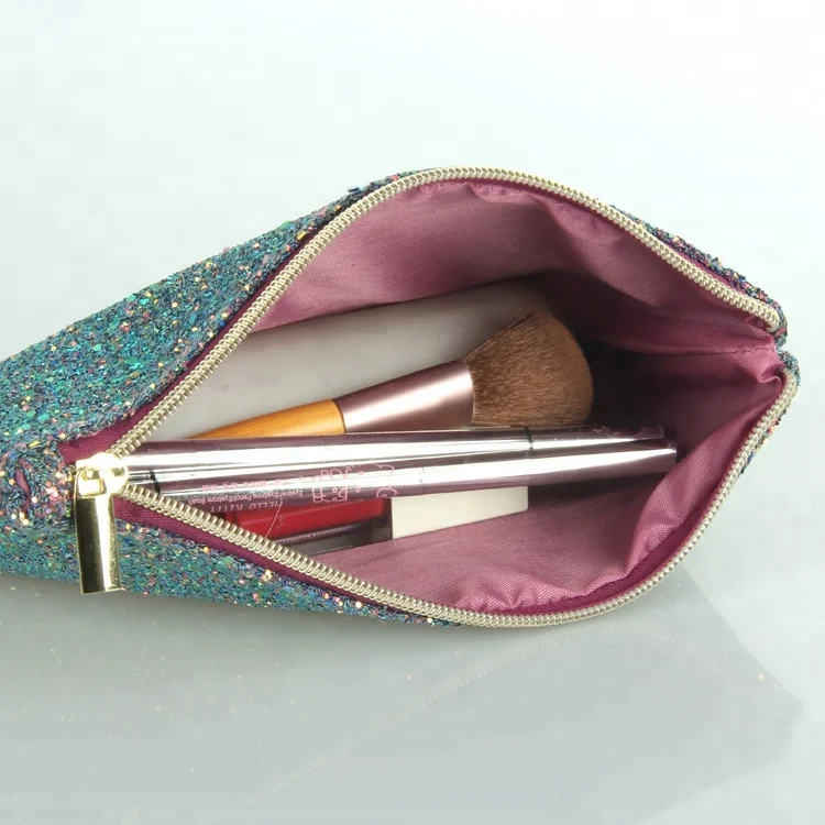 

Inexpensive Colorful Glitter PU Flat Cosmetic Bag, Colorful (customised color is available)