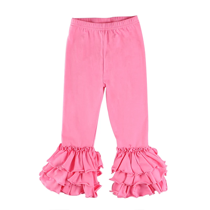 

Hot sale children's girls solid color fashion pants three layers of ruffle baby ruffle pants, Picture