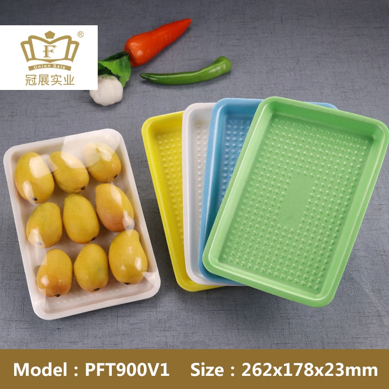 
26.2*17.8*2.3cm Eco-Friendly Disposable foam tray food grade foam party plate for fruit meat BBQ etc supermarket packing 