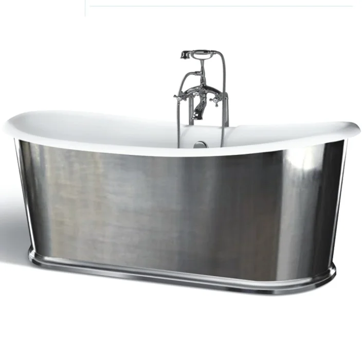 Silver Indoor Freestanding Cast Iron Tub Cast Iron Tub With Brushed Stainless Steel Skirt Buy
