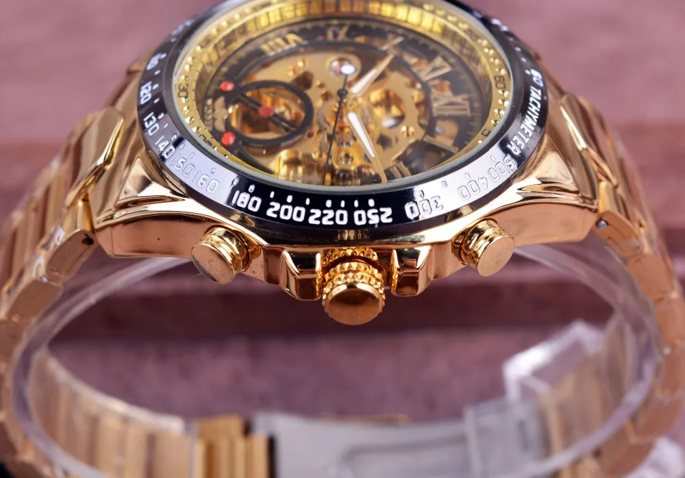 
New Mechanical Watches Men Winner Sport Design Bezel Golden Watch Montre Homme Clock Men Automatic Luxury Skeleton Watch 