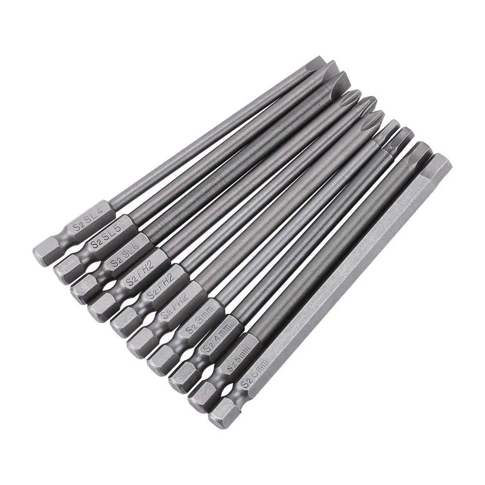 XMHF 10pcs sizes 1//4 Inch Hex Shank S2 Magnetic Phillips Screwdriver Bits