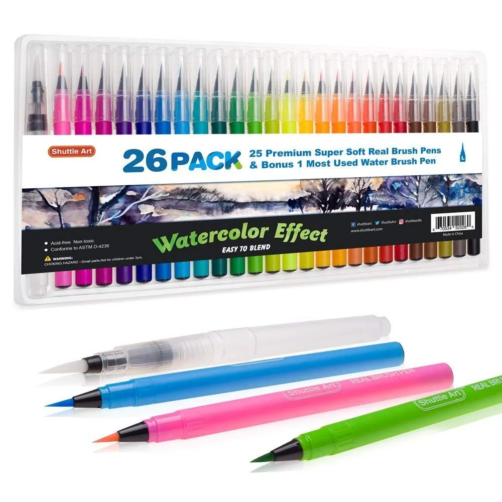 Watercolor Brush Pens,48 Colors Brush Pens Set With 1 Refillable Water
