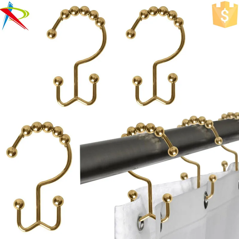 Polished Brass Rustproof Stainless Steel Double Glide Shower Curtain