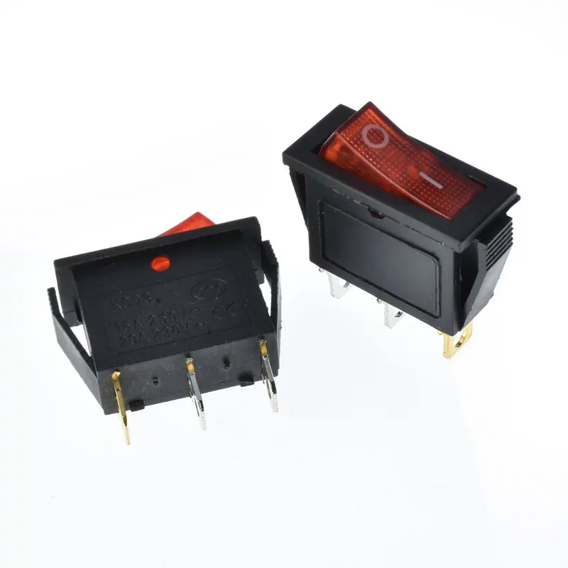 
Power Switch 3pins/2 quosition with red LED Indicator light 32*14mm 6A/10A 250VAC on/off Rocker switch KCD3 