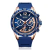 2018 Fashion Mens Watches Top Brand Luxury Quartz Wrist Watch Blue Silicone Gold Big Dial Watch Men Waterproof Sport Clock