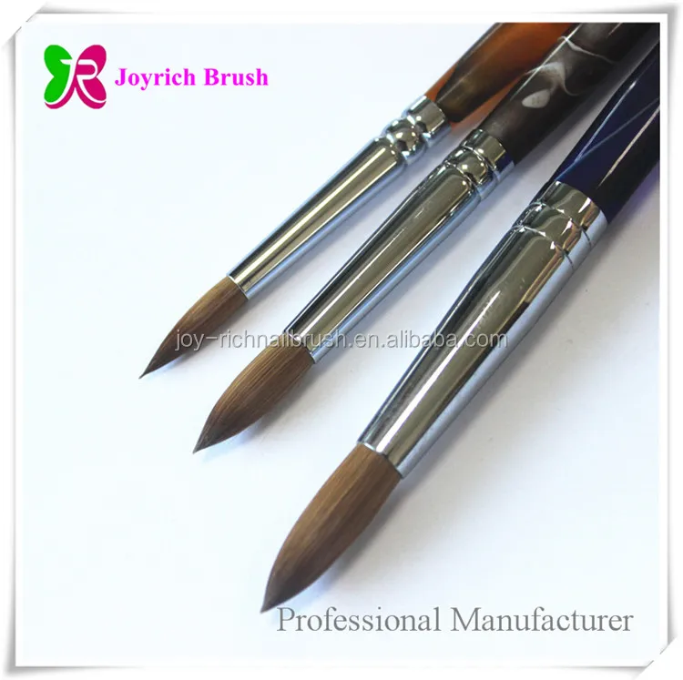 
Acrylic Natural color Kolinsky Colorful Plastic Handle Round Nail Art Brush 