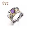 Special Big Amethyst Stone 925 Sterling Silver Ring with White Gold Plated