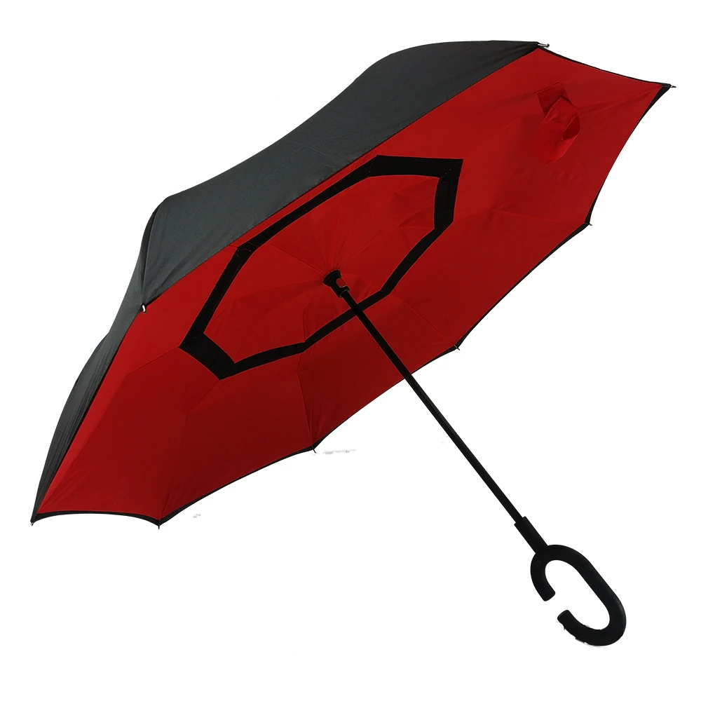 Double Layer Inverted Umbrellas Reverse Folding Umbrella Windproof Uv Protection Big Straight