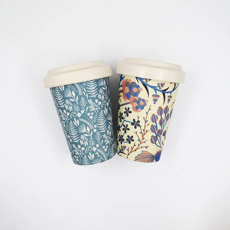 Washable Safe Bamboo Fiber Coffee Mugs With Bamboo Lid Travel Office