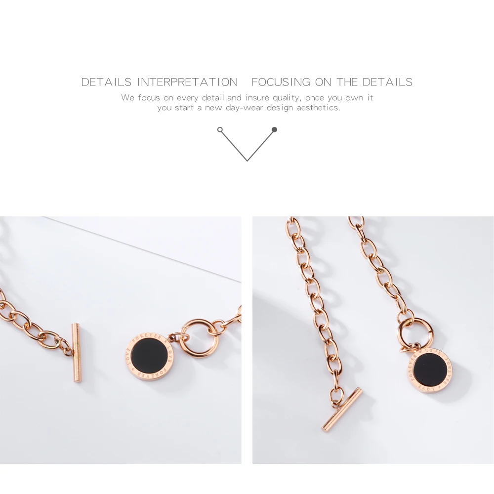 316L Stainless steel engraved rose gold womens chain bracelet