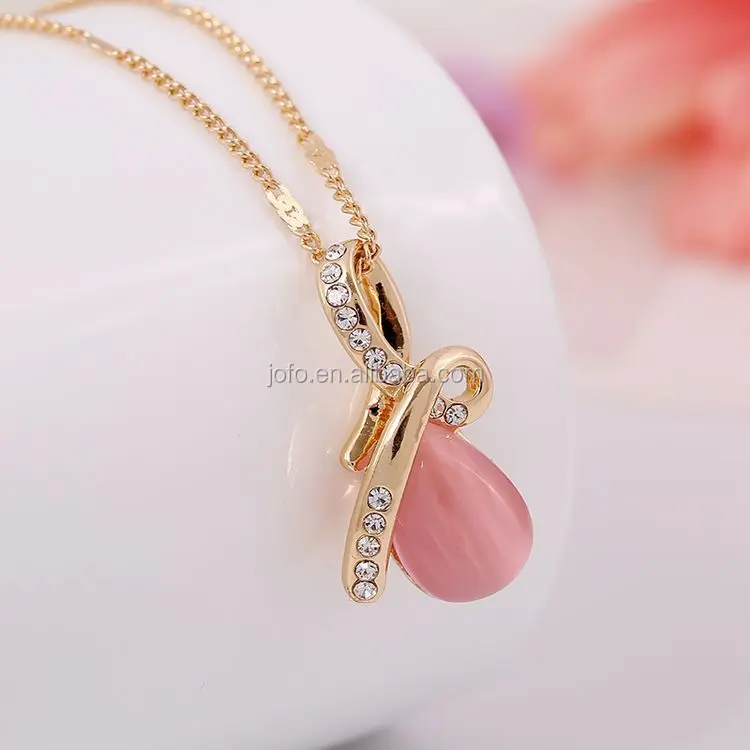 

New Product Beautiful Opal Pendant Fashion Gold Best Friend Necklace Wholesale, Green;beige;lake blue;pink;sapphire;also can custom other color