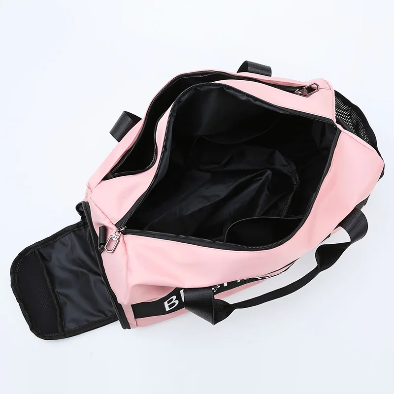 Fashion Customized Pink Black Gym Duffle Bag Nylon Outdoor Sport Travel
