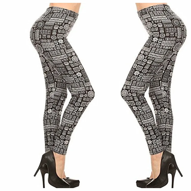 
Promotional milk silk ankle length women wear elastic leggings christmas snowflake deer printed leggings 