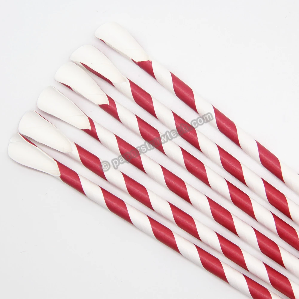 

Disposable Red Striped Design Drinking Paper Straws Biodegradable Spoon Drinking Straws for Juice Cocktail, Coffee, Soda