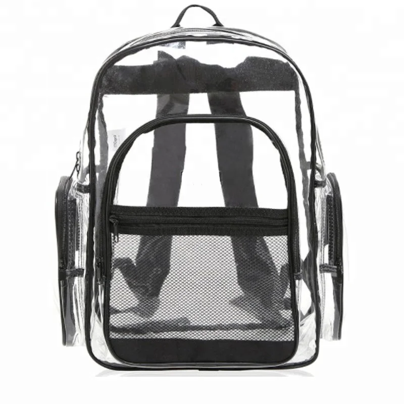 

Adjustable strap clear school backpack transparent waterproof PVC bag, Black,purple,green,orange or customize