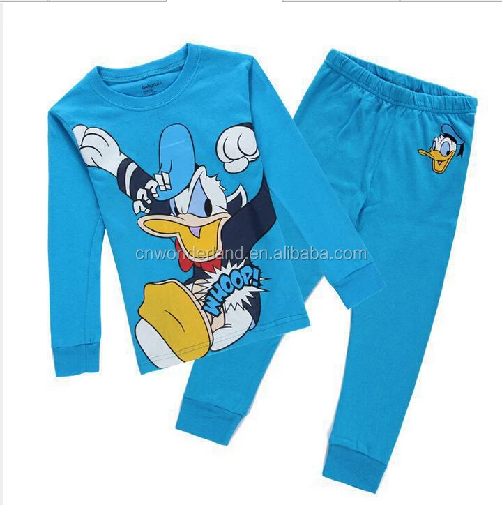 

Lovely cartoon ducks brand clothes hot boy's cartoon cat clothing blue boy's 2 pcs clothing