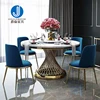White marble Dinner tables 10 person dining table stainless steel high gloss dining tables