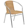 Aluminum and Beige Rattan Commercial Indoor/Outdoor Stackable Cafe Chair