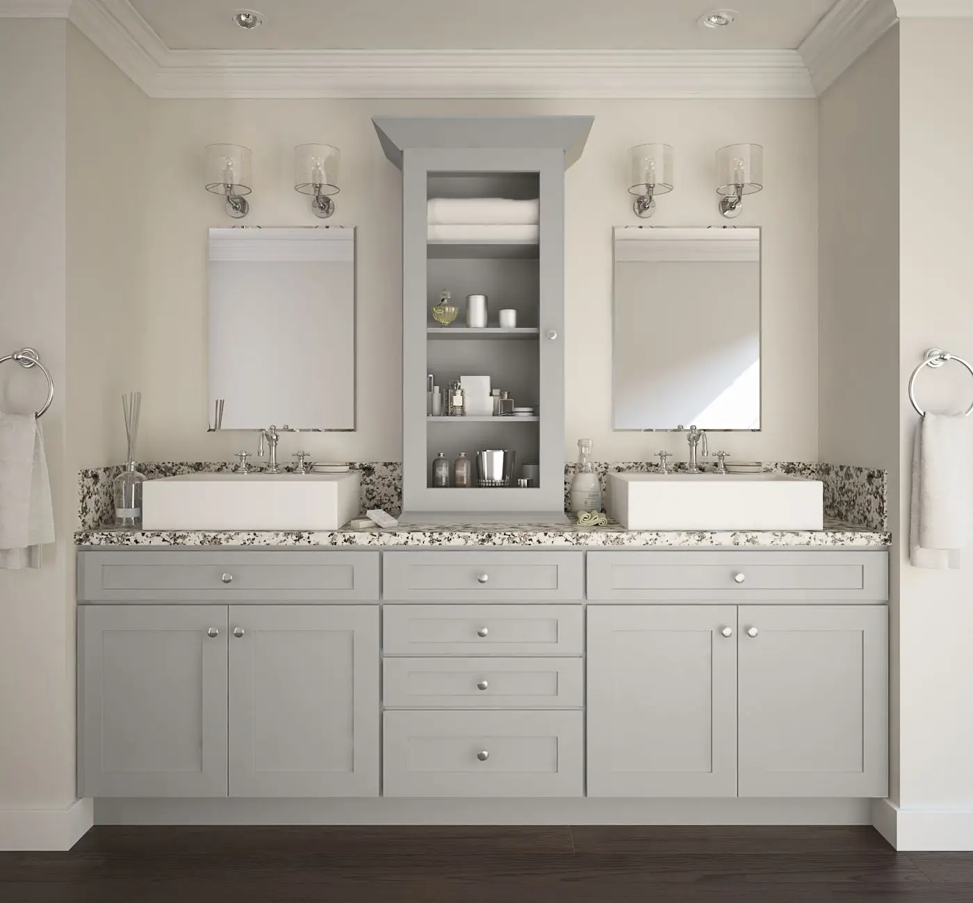 Gray Shaker Design European Modern Solid Wood Bathroom Vanity