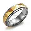 Endless Intensity Silver Gold Tungsten Mens Ring 7mm Band
