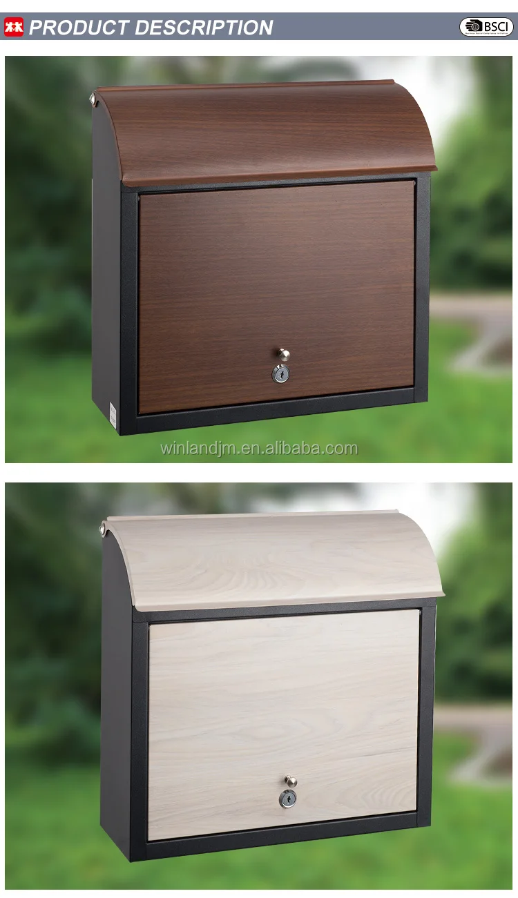 Wooden Letterbox Galvanized Steel Waterproof Letterboxes Mailboxes
