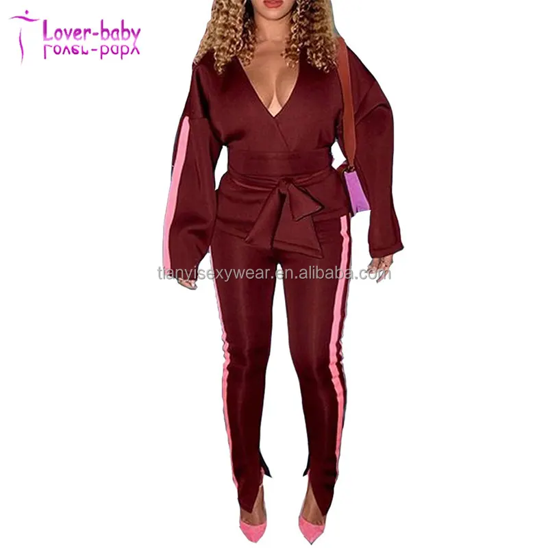 

V Neck Casual Cardigan Blouse Two Pieces Set With A Belt