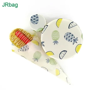 Image of Eco-Friendly Printed Cotton Sheet Bee Wax Sandwich Wrap and Bowl Cover For Food Storage-3pcs per set