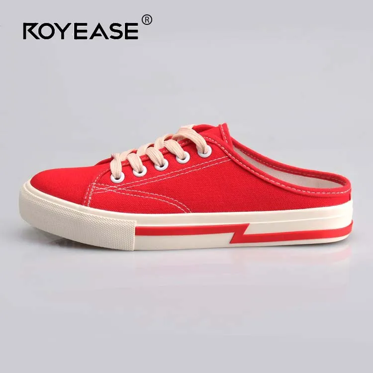 ladies red canvas shoes