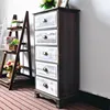 Multifunctional green brown wood cabinet, five storage cabinet drawers, small solid wood cabinet
