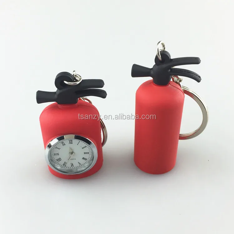 Custom Shape Fire Extinguisher Keychain With Clock Soft Pvc Watch Keychain Buy Watch Keychain