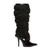 New Arrival 2019 Shaggy Fur White Wrap Tie Knee High Fur Boots Women