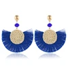 Popular Bohemian Silk Hanging Stud Round Handmade Weave Tassel Stud Earring Jewelry
