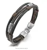 Men,Women's Alloy Genuine Leather Bracelet Bangle Rope Black