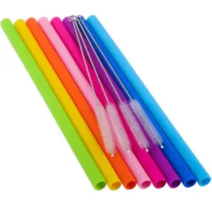 Image of Custom kitchen accessories set eco-Friendly silicone drinking straws FDA straight straws reusable straws