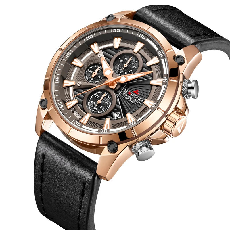 

Armiforce Brand 8007 Luxury Men Business Calendar Analog Clock Leather Waterproof Sports Chronograph Quartz Watch Men Relojes