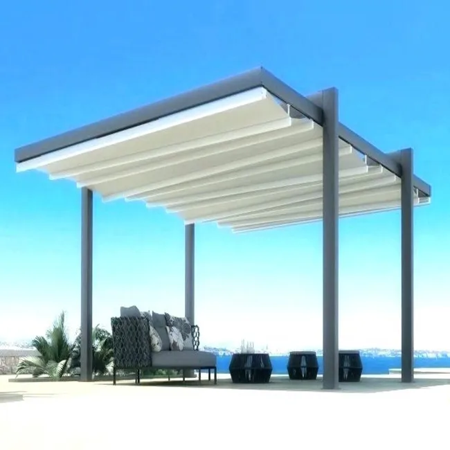 

Outdoor Waterproof Remote Control Switch Retractable Pergola swimming Canopy Covers, White or grey or custom make