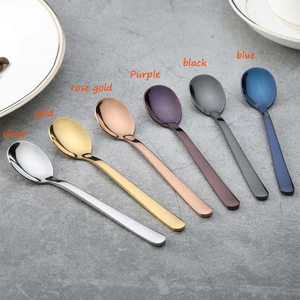 Image of Customized Design Mini Teaspoon Laser Logo for Tea Dessert Stainless steel round spoon