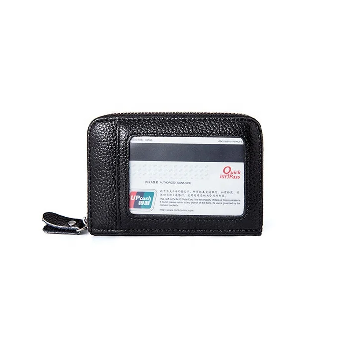 Double Zipper Cowhide Leather Card Holder Multifunctional Rfid Antitheft Credit Card Case Buy