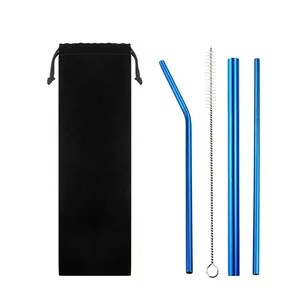 Image of Eco Friendly 12mm Stainless Steel Straws Straight Reusable Metal Drinking Straws sets