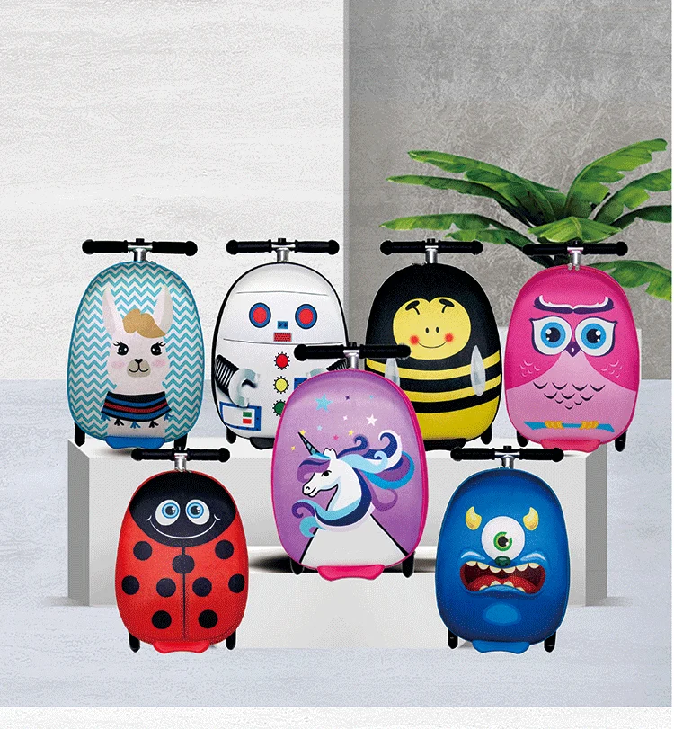 Kids Unicorn Scooter Kids Trolley Luggage Bag Suitcase For Travel Kick