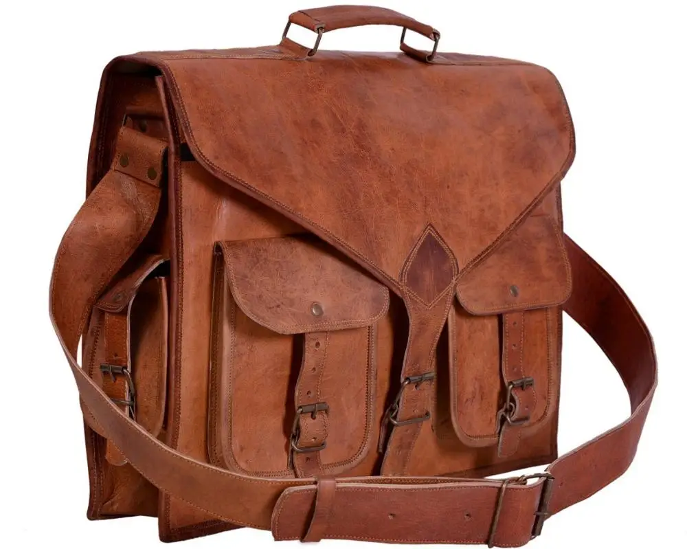 

15 Inch Vintage Leather Messenger Laptop Bag Art Briefcase, Customized