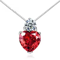 

Elegant fashion delicate 925 sterling silver necklace Red crystal pendant for love