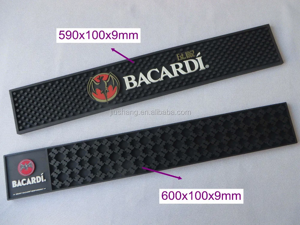 Bacardi Custom Embossed Pvc Bar Runner Branded Rubber Bar Mats With