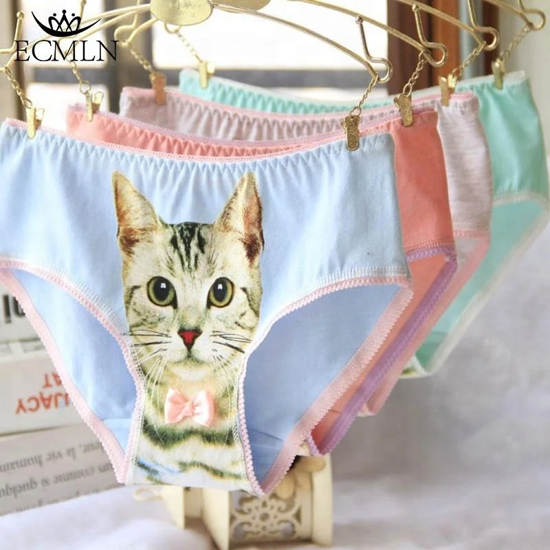 

Hot Selling Cotton Panties Women's Plus Size Underwear Briefs 3D Printing Panty Cat Panties fashion Sexy Girls Intimates