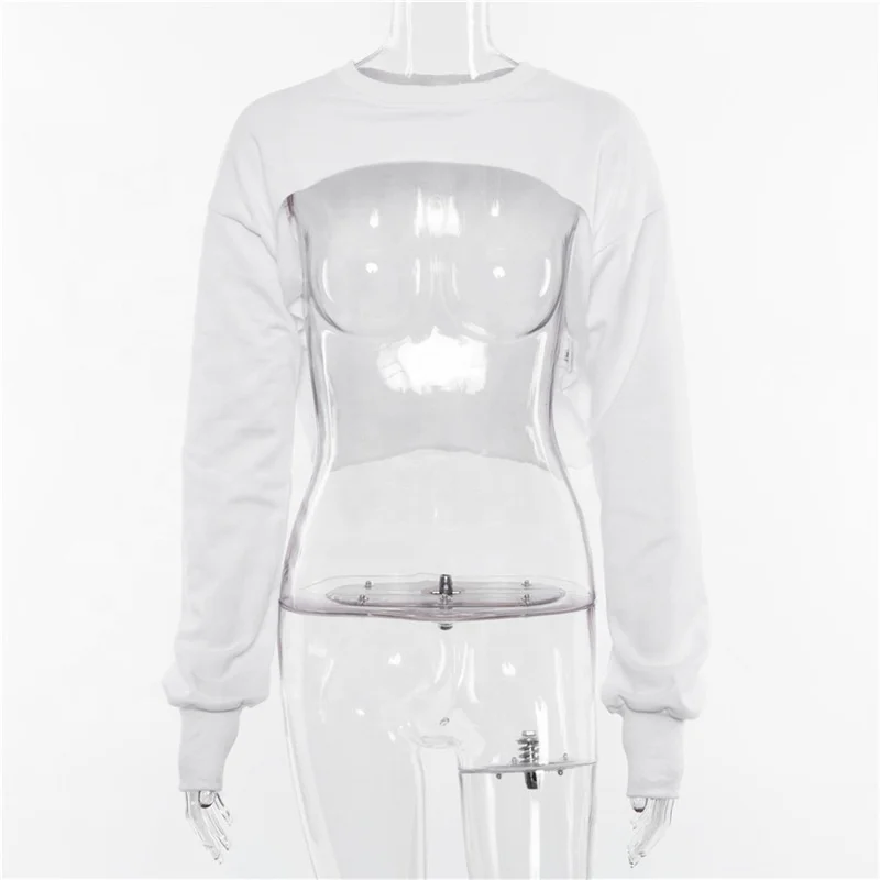 

Fashion Sexy Women Sweatshirt New O-Neck Solid Crop Long Sleeve Jumper Pullover Coat Casual Sweatshirt Top, N/a
