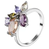 xuping leaf colored stone lady rainbow gemstone ring, joyeria de plata 925 color de oro, joyeria