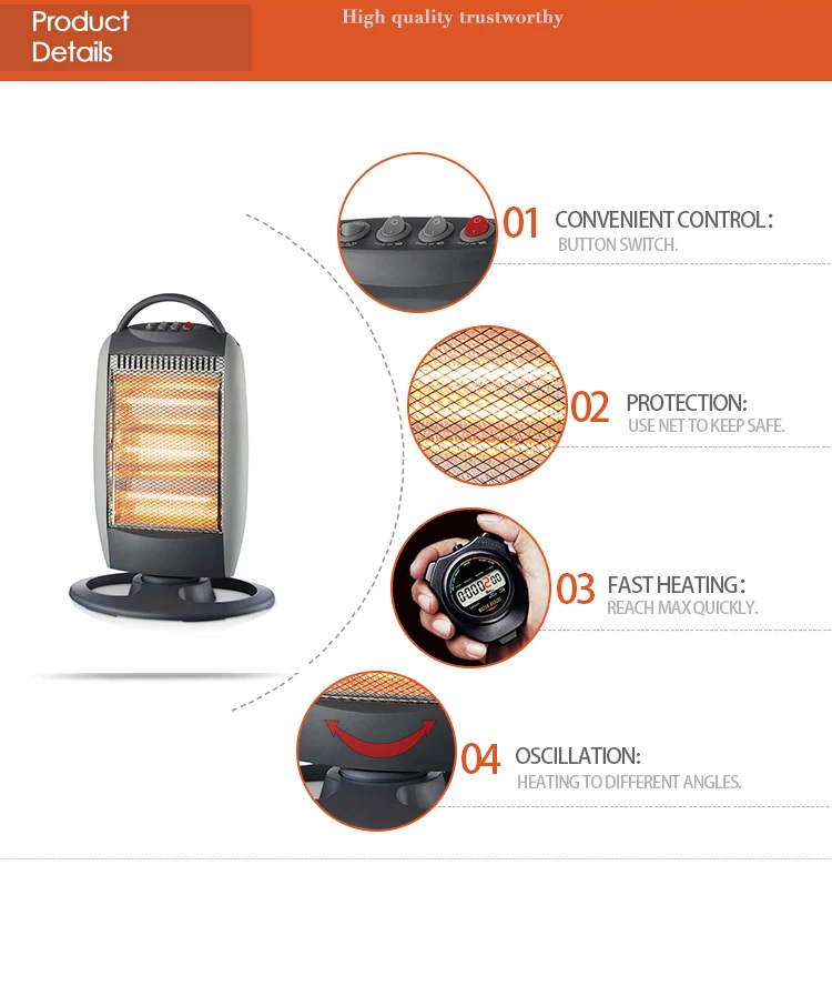 Konwin Halogen Infrared Electric Heater Quartz Carbon Hh19 Buy