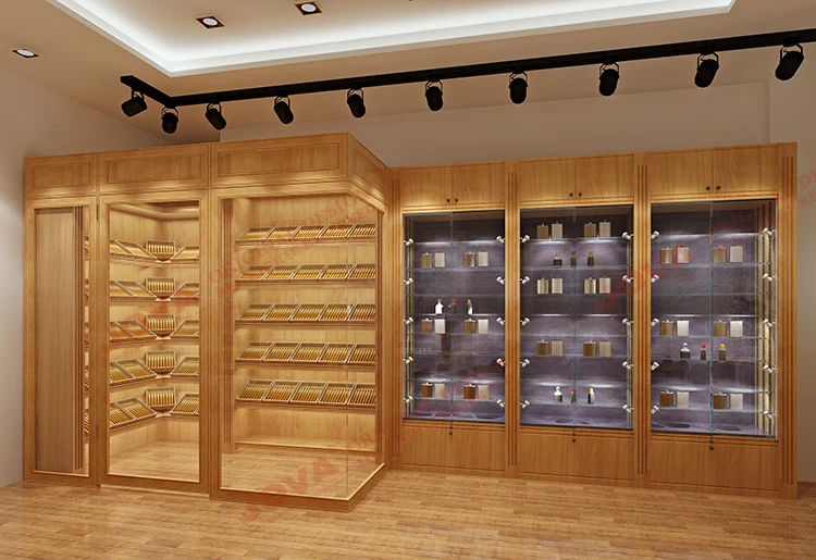 Unique Red Wine And Digital Cigarette Wall Shelves Wooden Spanish Cedar