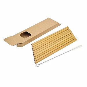 Image of Biodegradable Natural Reusable Bamboo Straw with Custom Kraft Box